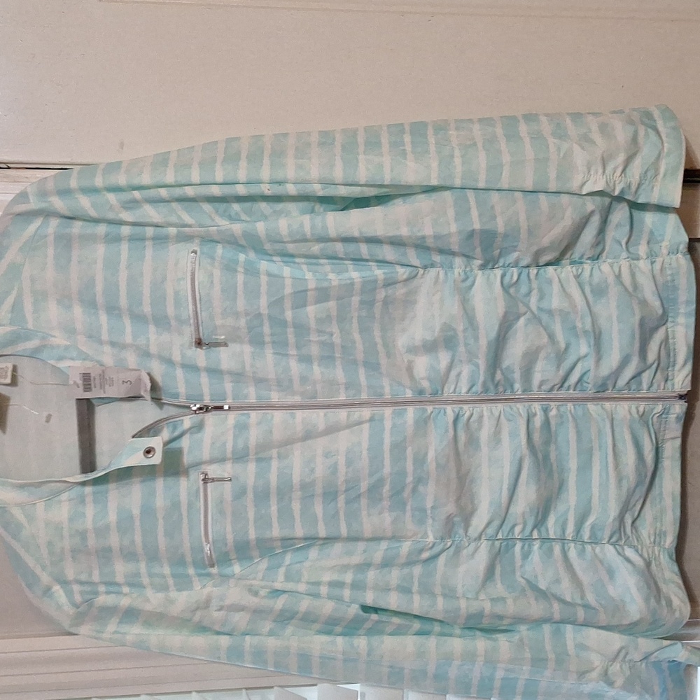 ZENERGY by CHICO'S Watercolor Stripe Jacket 3 16 XL